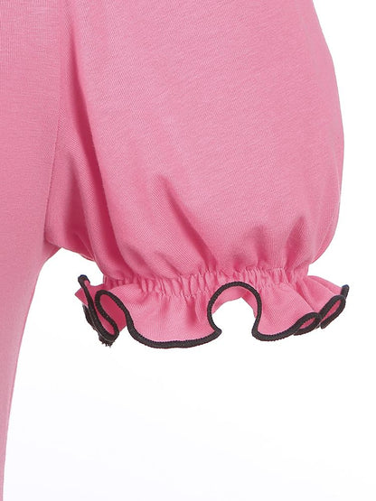 Rosafarbenes, herzförmiges Cutout-Top mit abnehmbaren Ärmeln