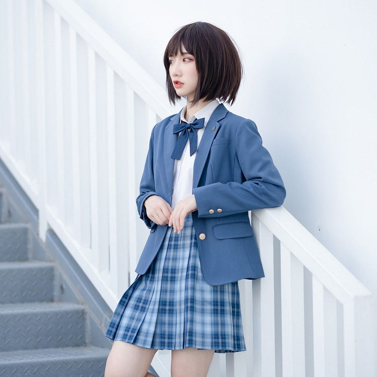 Length 45CM Jing Pattern Blue Plaid Yu Skirt