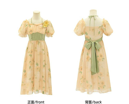 Halfter Sonnenblumen Freie Brosche Print Kleid Hals