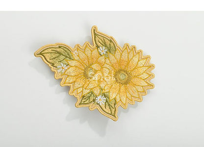 Halfter Sonnenblumen Freie Brosche Print Kleid Hals