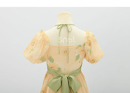 Halfter Sonnenblumen Freie Brosche Print Kleid Hals