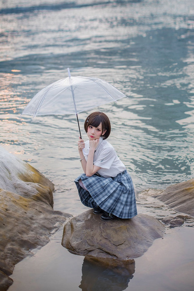 長さ45CM ジン柄 ブルーチェック柄 ユウスカート