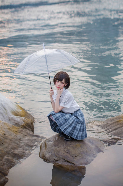 長さ45CM ジン柄 ブルーチェック柄 ユウスカート