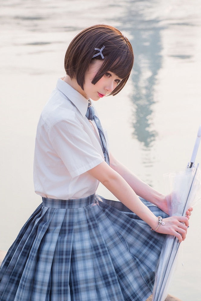 長さ45CM ジン柄 ブルーチェック柄 ユウスカート