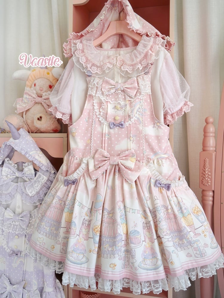 ホワイトとピンクのフリルトリムのピーターパンカラー半袖ブラウス