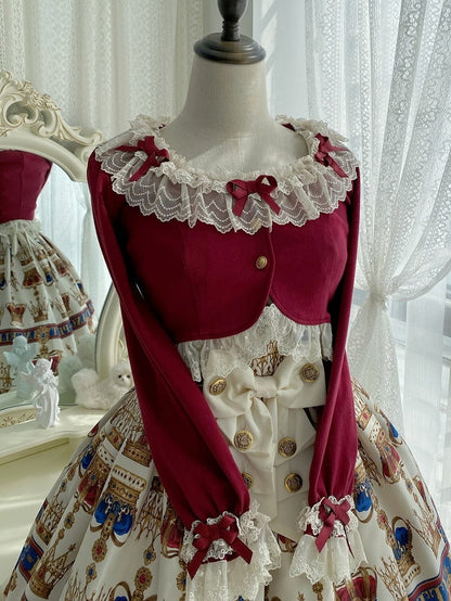 Weihnachts-Cropped Vibes Cardigan mit Spitzenschleife in Rot