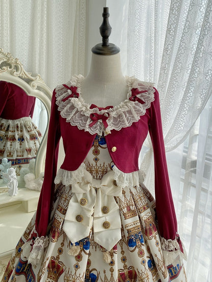 Weihnachts-Cropped Vibes Cardigan mit Spitzenschleife in Rot