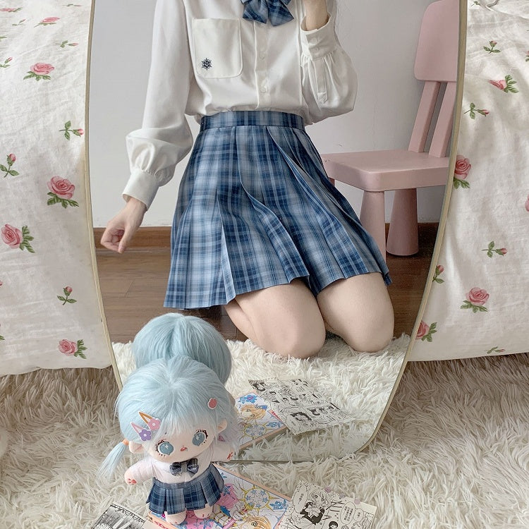 長さ45CM ジン柄 ブルーチェック柄 ユウスカート