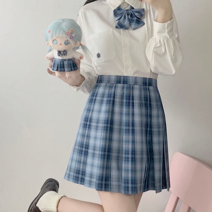 長さ45CM ジン柄 ブルーチェック柄 ユウスカート