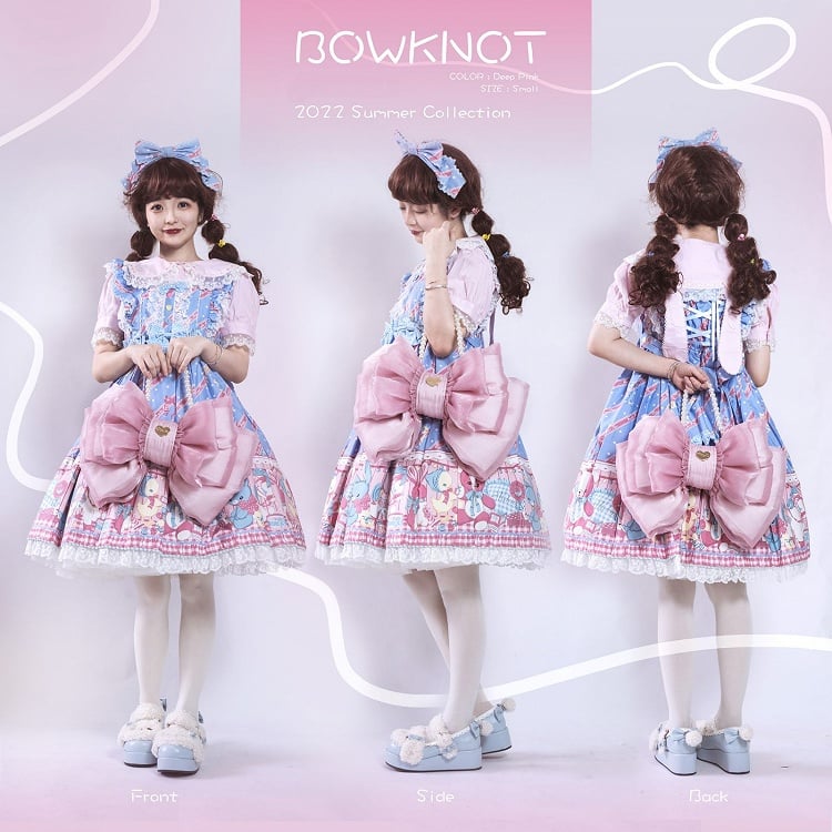 Deep Pink Bow Peach Big Backpack