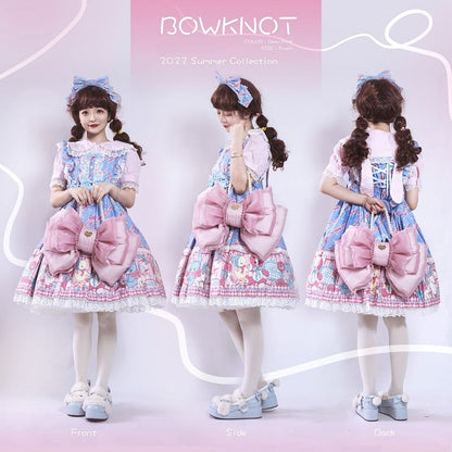 Deep Pink Bow Peach Big Backpack