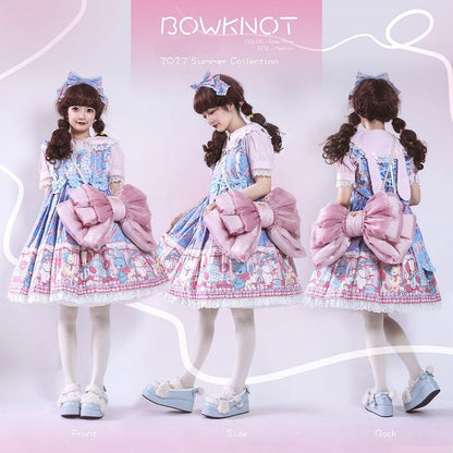 Deep Pink Bow Peach Big Backpack