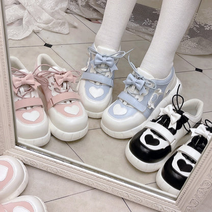 Blue Sneakers Bow Accents White and