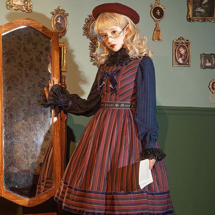 Striped Big four in Otome Style with Lolita – Sash Jumper colors.) Bow Skirt Gothic (Available magical