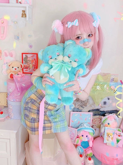 Two Doll Bear Mint Headed Plush Crossbody