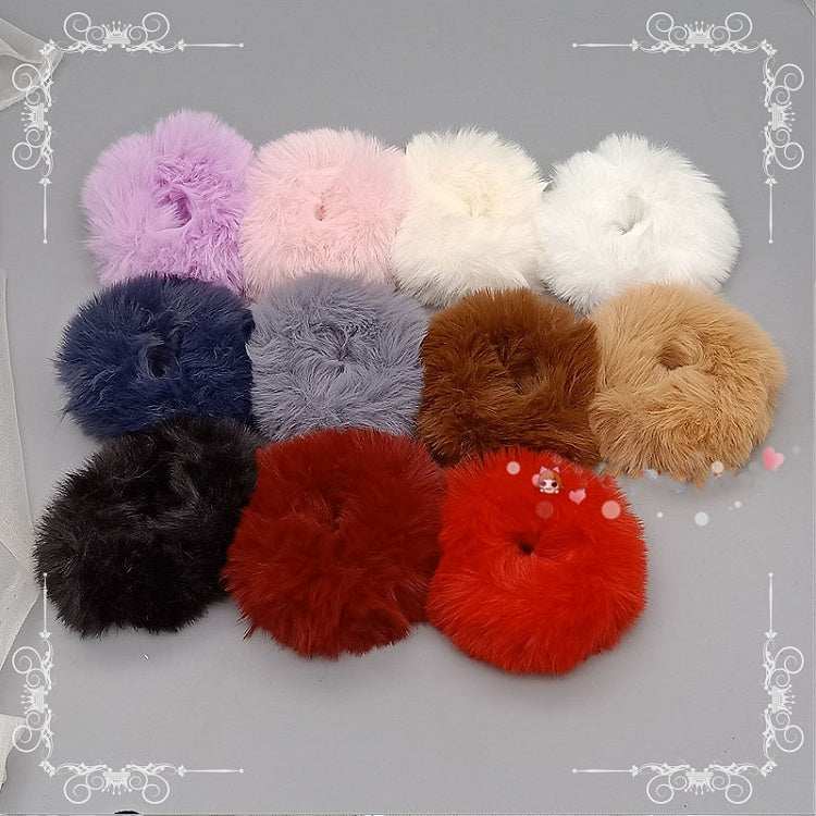 White Faux Fur Scrunchie - Cocoa Jam