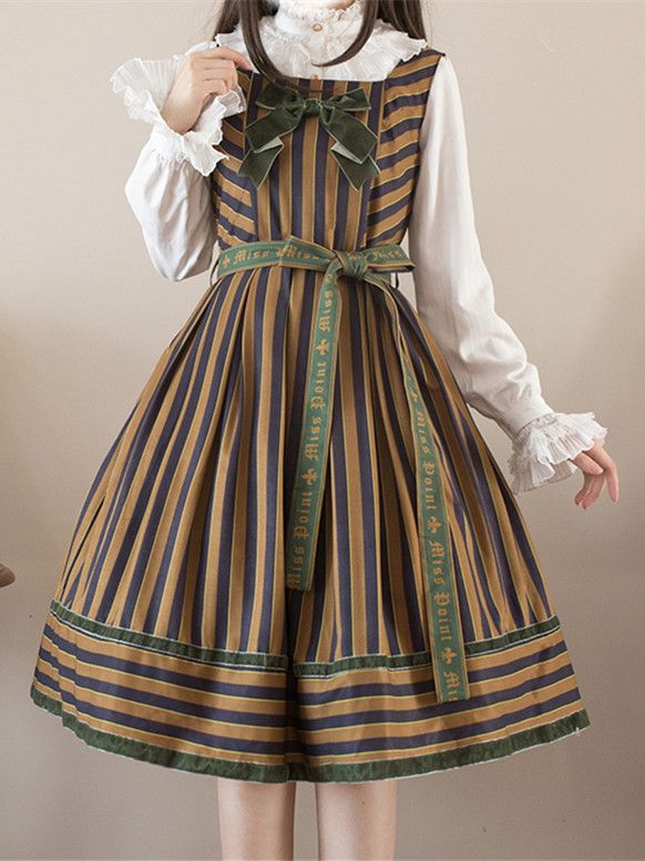 Striped Big four in Otome Style with Lolita – Sash Jumper colors.) Bow Skirt Gothic (Available magical