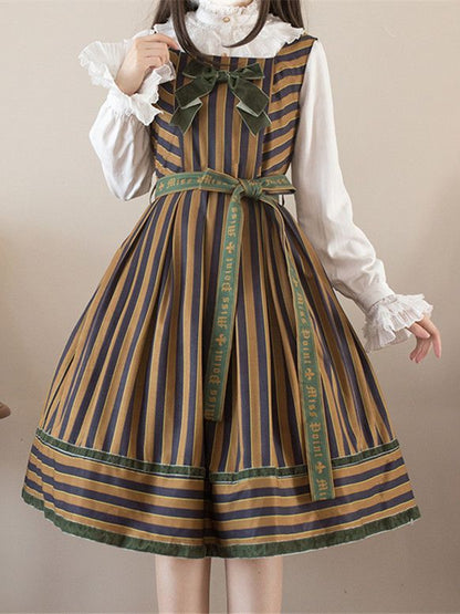 Striped Big four in Otome Style with Lolita – Sash Jumper colors.) Bow Skirt Gothic (Available magical