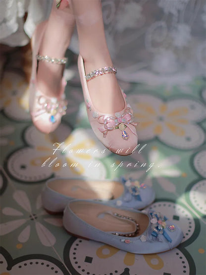 Ribbons Pink with Clearance-Size Design 43 Satin Butterflies Ballerina Roses Flats