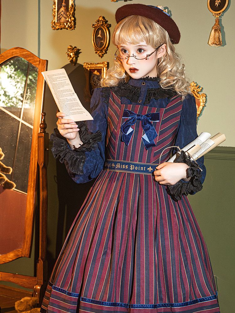 Bluse Gothic Kragen / Weiß Dunkel – Blau) Verfügbar Rot Hoch Farben Lolita Stoff 4 Gewaschen in Wildleder (Schwarz