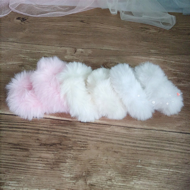 White Faux Fur Scrunchie - Cocoa Jam