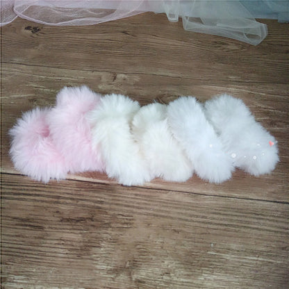 White Faux Fur Scrunchie - Cocoa Jam