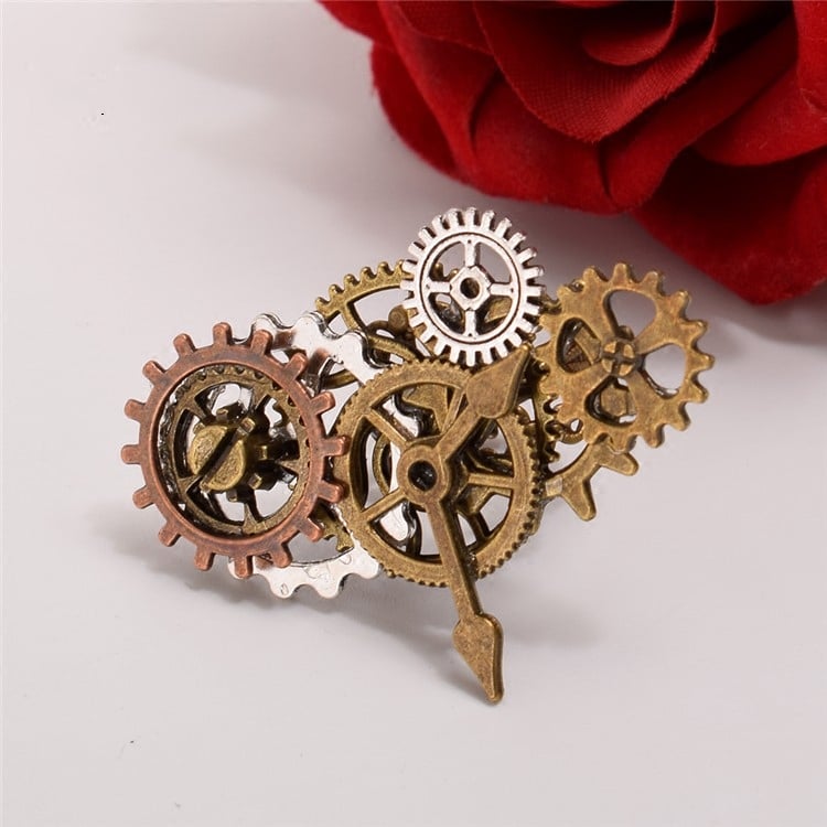 Steampunk-Ring mit Uhr- und Zahnraddesign