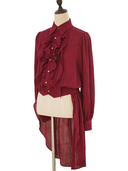 Akzente Rüschen Roter Schwalbenschwanz mit Lolita Shirt Ouji Dark