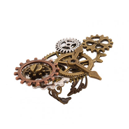 Steampunk-Ring mit Uhr- und Zahnraddesign