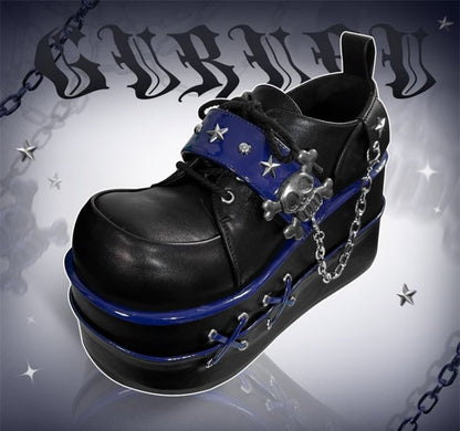 Black and Blue Star Hunter Pirates Skull Gothic Platforms