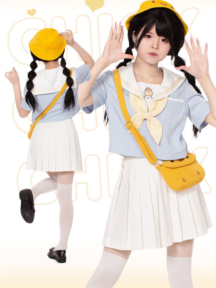 Blue Little Chicken Sailor Collar Top