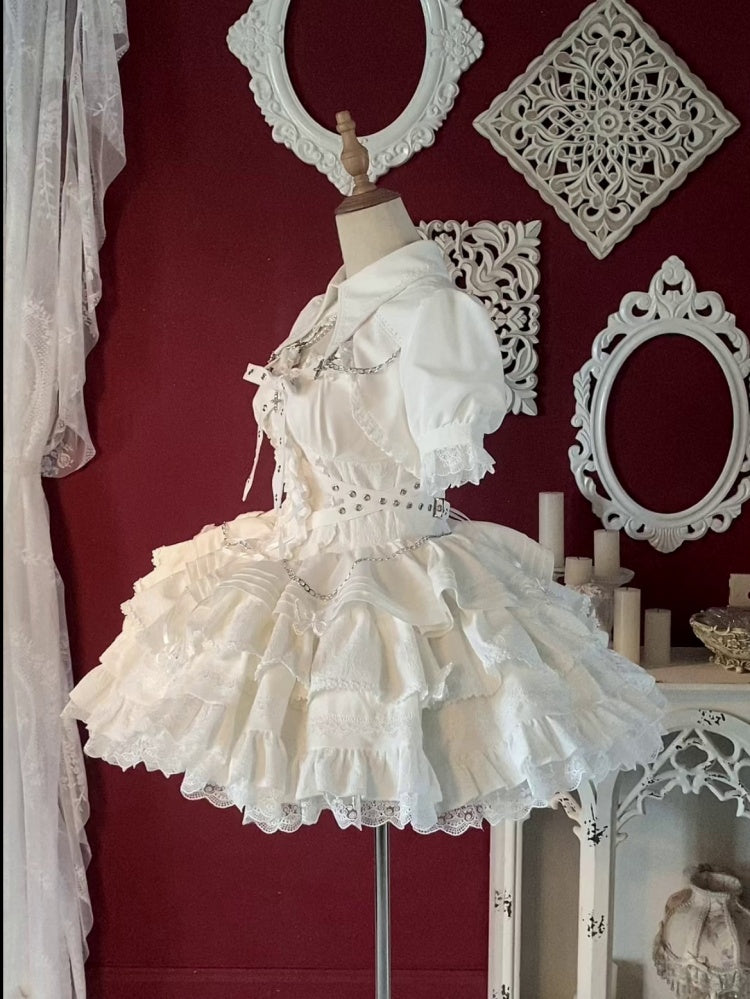 White Gothic Chain Details Bolero