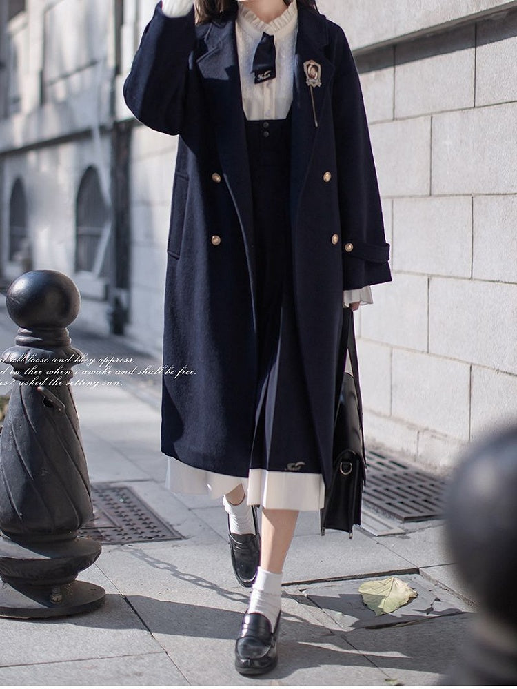 Coat V-neck Pea Dark Blue