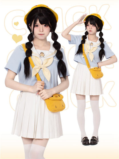 Blue Little Chicken Sailor Collar Top