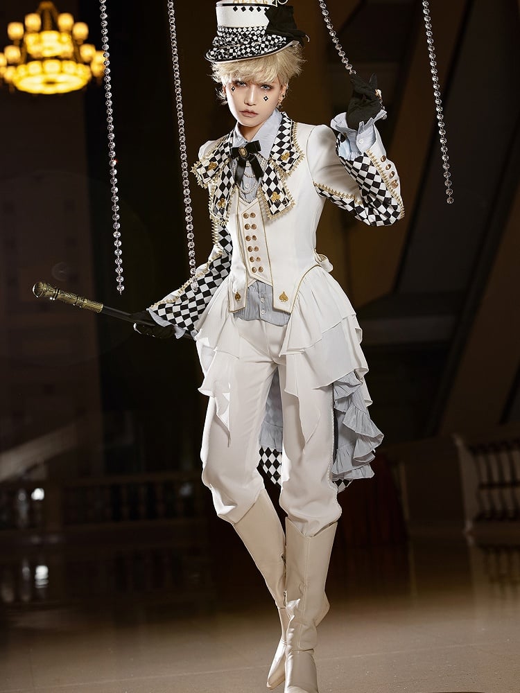 Wonderland Vibes Alice Weißer Ouji Aristocrat Karierter Lolita-Frack in
