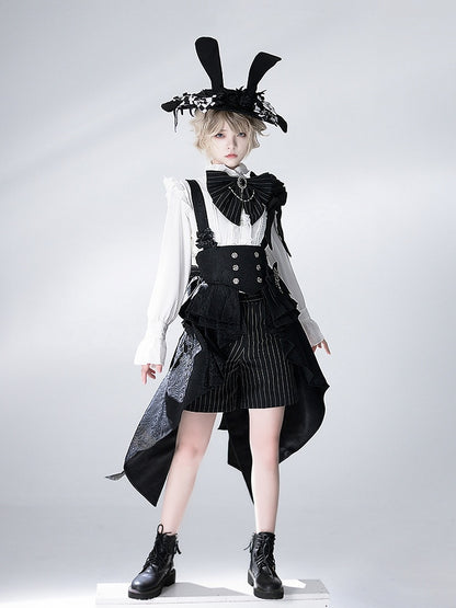 Striped Theater Bowknot Brooch Bunny