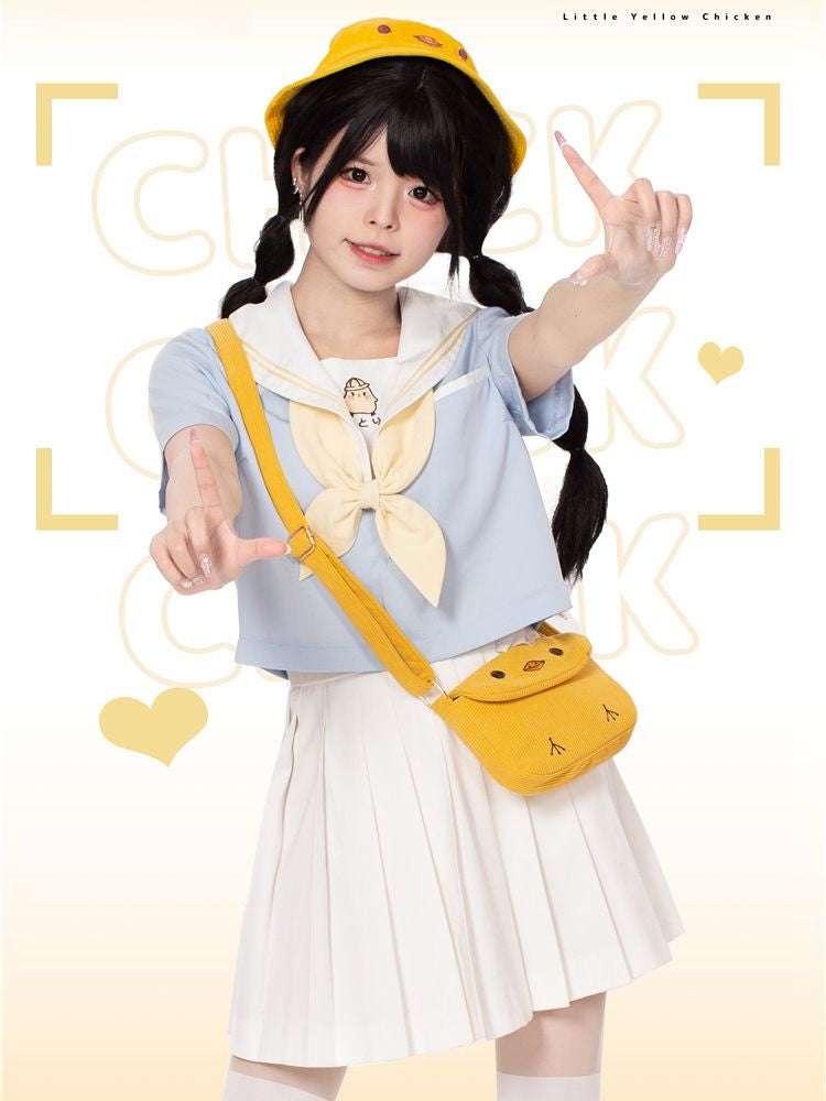 Blue Little Chicken Sailor Collar Top