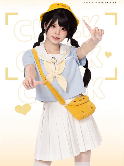 Blue Little Chicken Sailor Collar Top