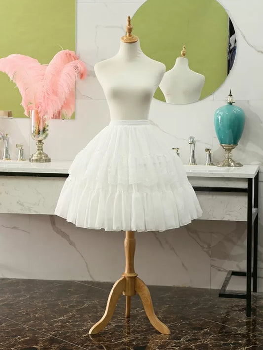 Clearance-White Petticoat Chiffon 55cm A-line Fish-bone Length