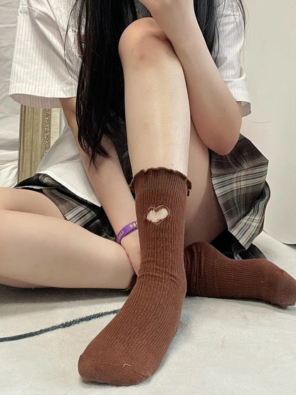 デザイントリムソックス フリル スウィートハート カットアウト