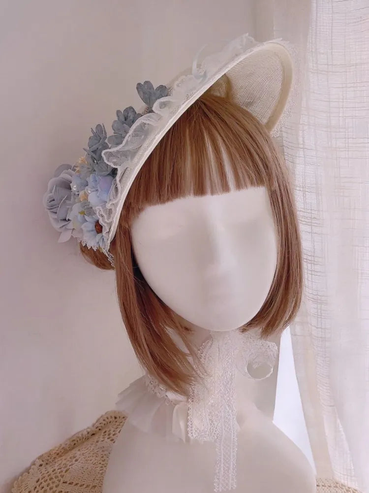 Flat Clearance-Blue Floral Elegant Hat Design