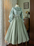 Dusty Green Boned High-Waisted Long Version Autumn Daily Lolita Skirt