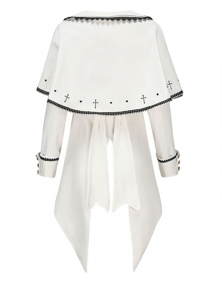 Lolita Split-Tail Ouji Cape Coat White Bunny-Ear Detachable with Aristocrat