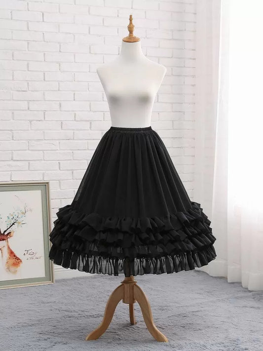 Hemline Fishbone Structured Ruffles Long Black - Petticoat Clearance