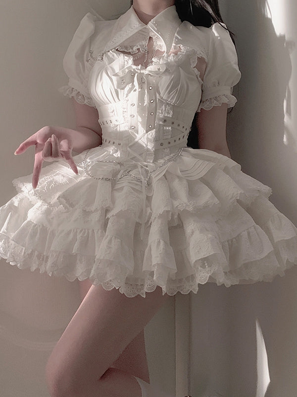 White Gothic Chain Details Bolero