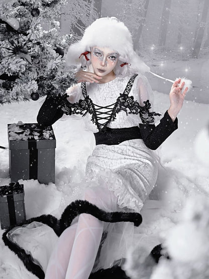 ゴシッククリスマススノーフレークマーメイドプラッシュスカート