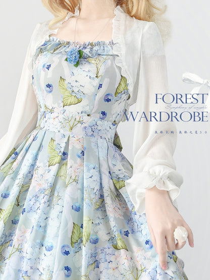 Blaubeer- und geblümtes Pulloverrockkleid in Blau