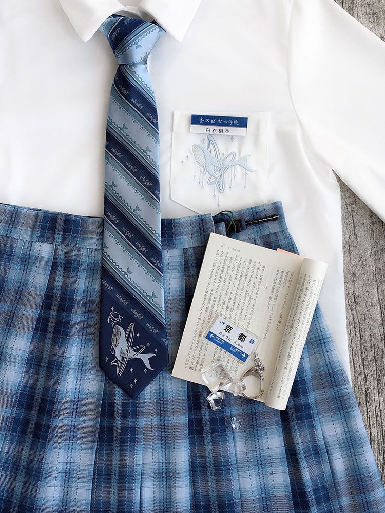 Length 45CM Jing Pattern Blue Plaid Yu Skirt