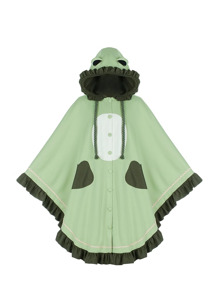 グリーンのフリルトリムのフロギーマント